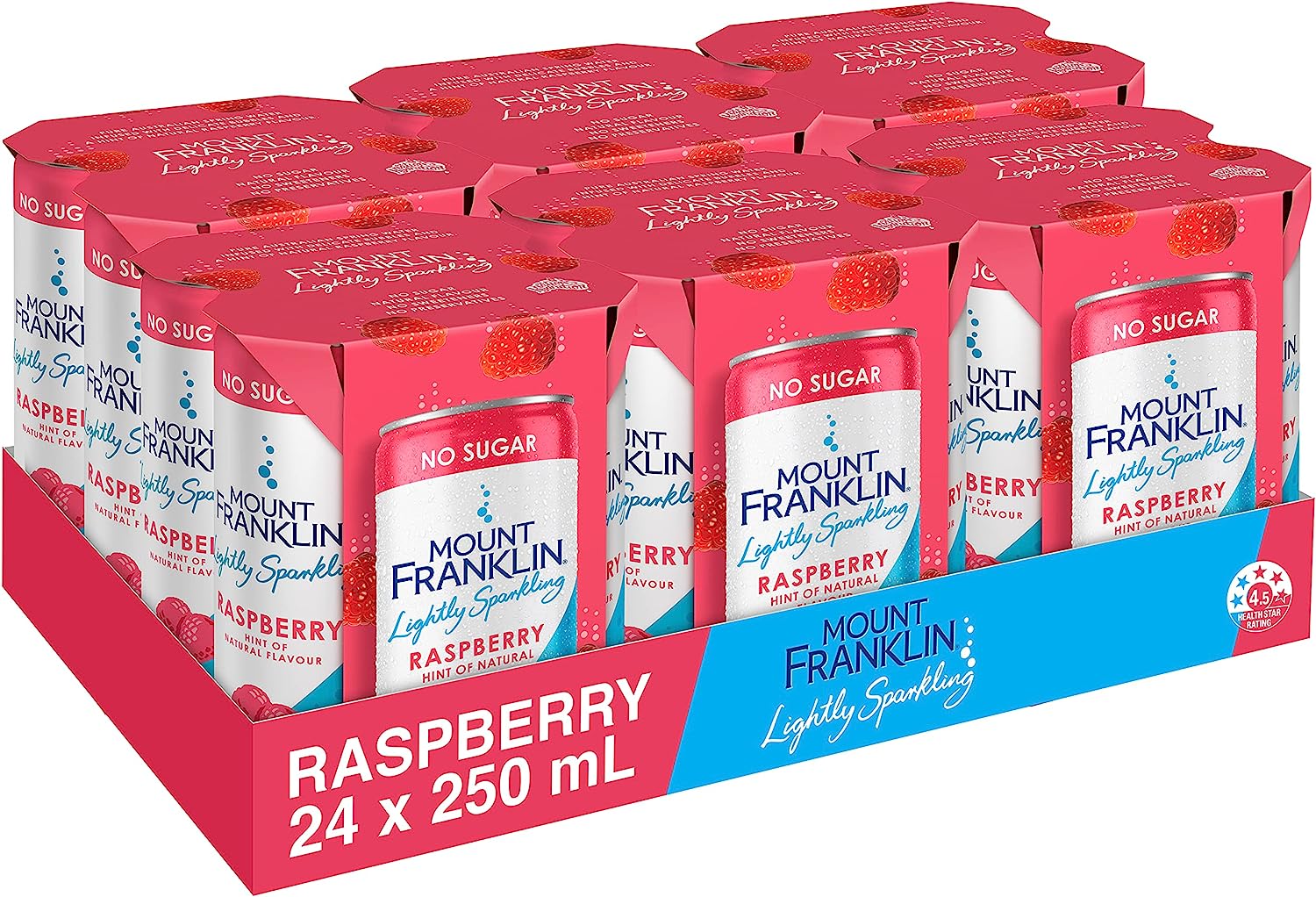 Mount Franklin Lightly Sparkling Raspberry Water Cans 24 × 250mL