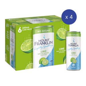 Mount Franklin Lightly Sparkling Lime Water Cans 24 × 250mL