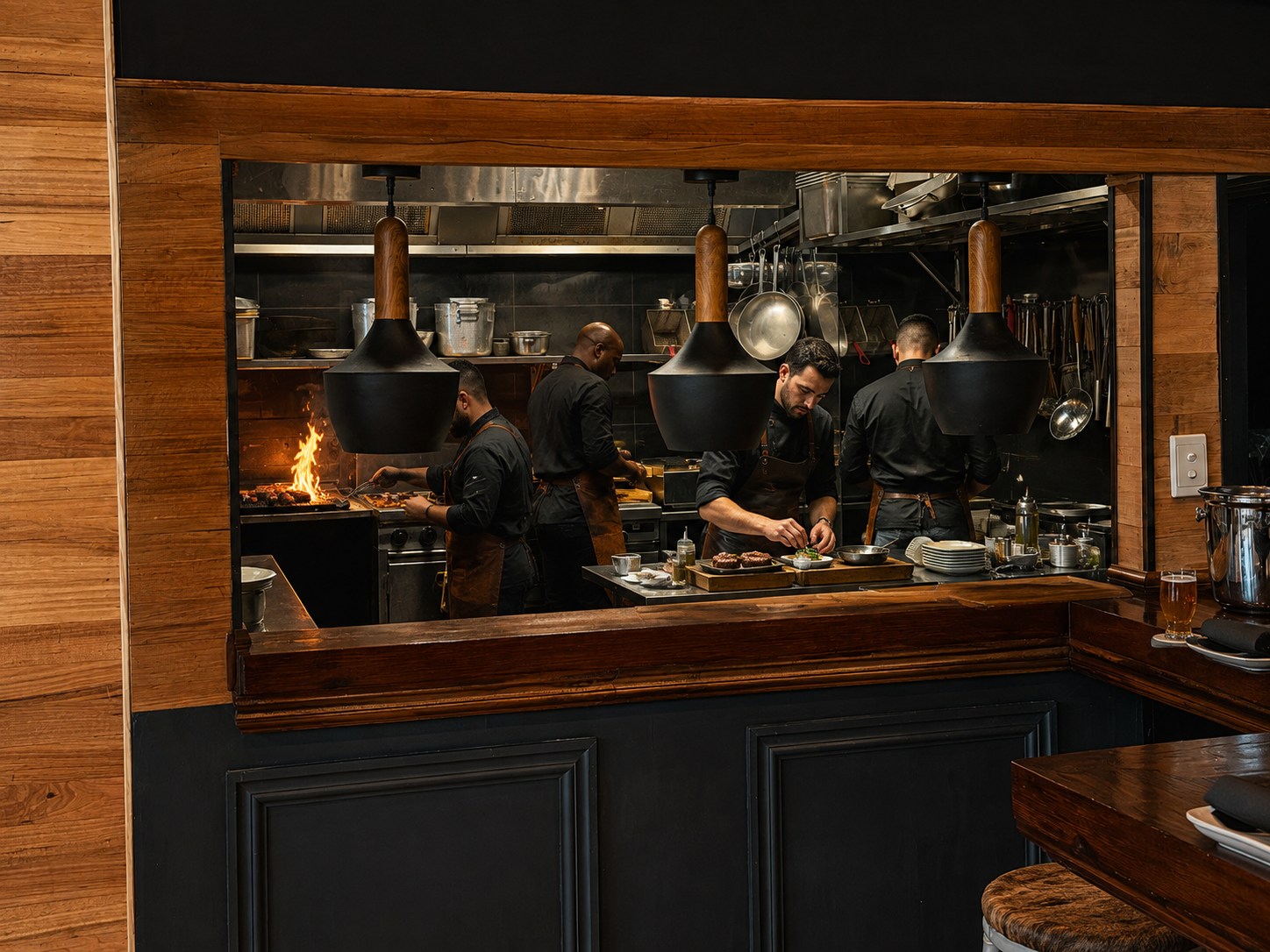 Toro Negro chefs working in the open kitchen